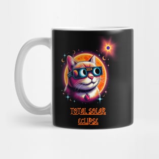 Total Solar Eclipse 2024 Cat Wearing Solar Eclipse Glasses Mug